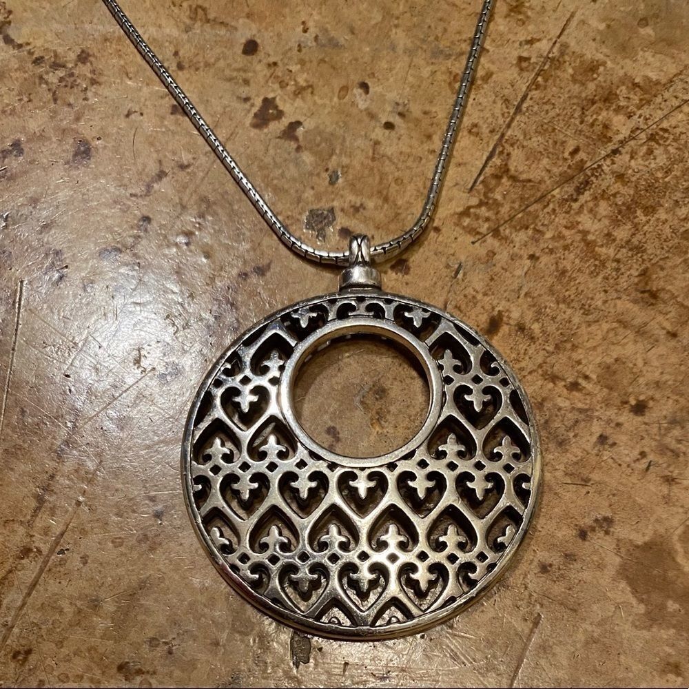 Brighton large round open‎ circle lattice pendant collar necklace